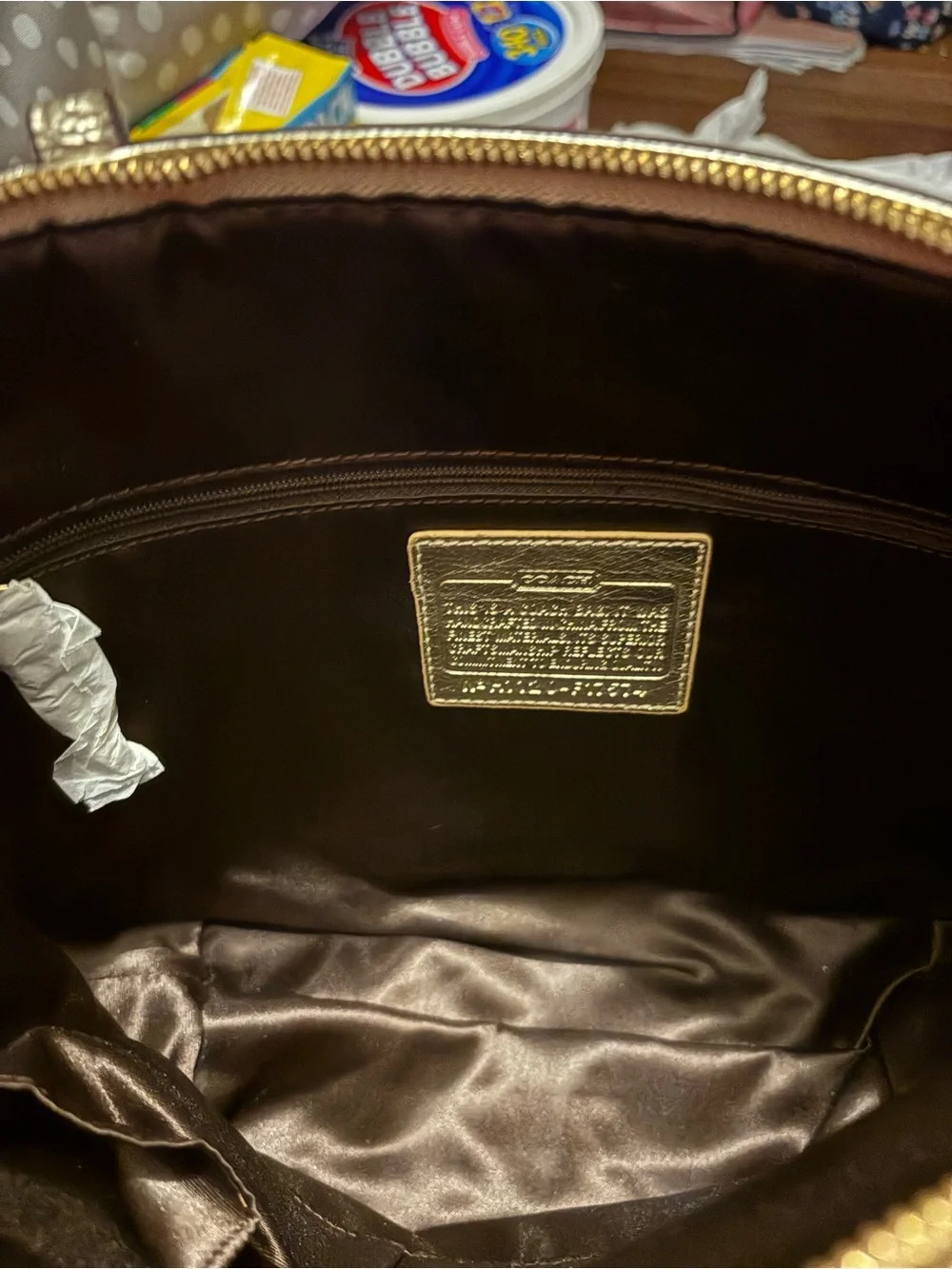 Coach Signature Tote with Gold Trim and Sequin Stripe